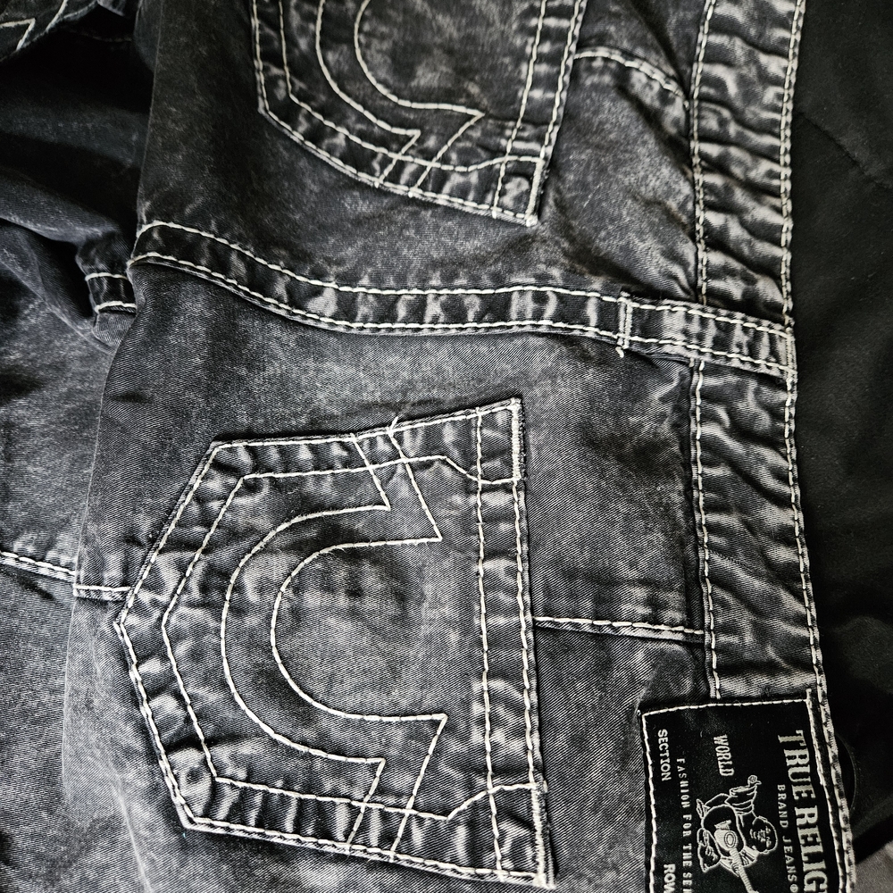 True Religion Women's Washed Black Wide Leg Pants